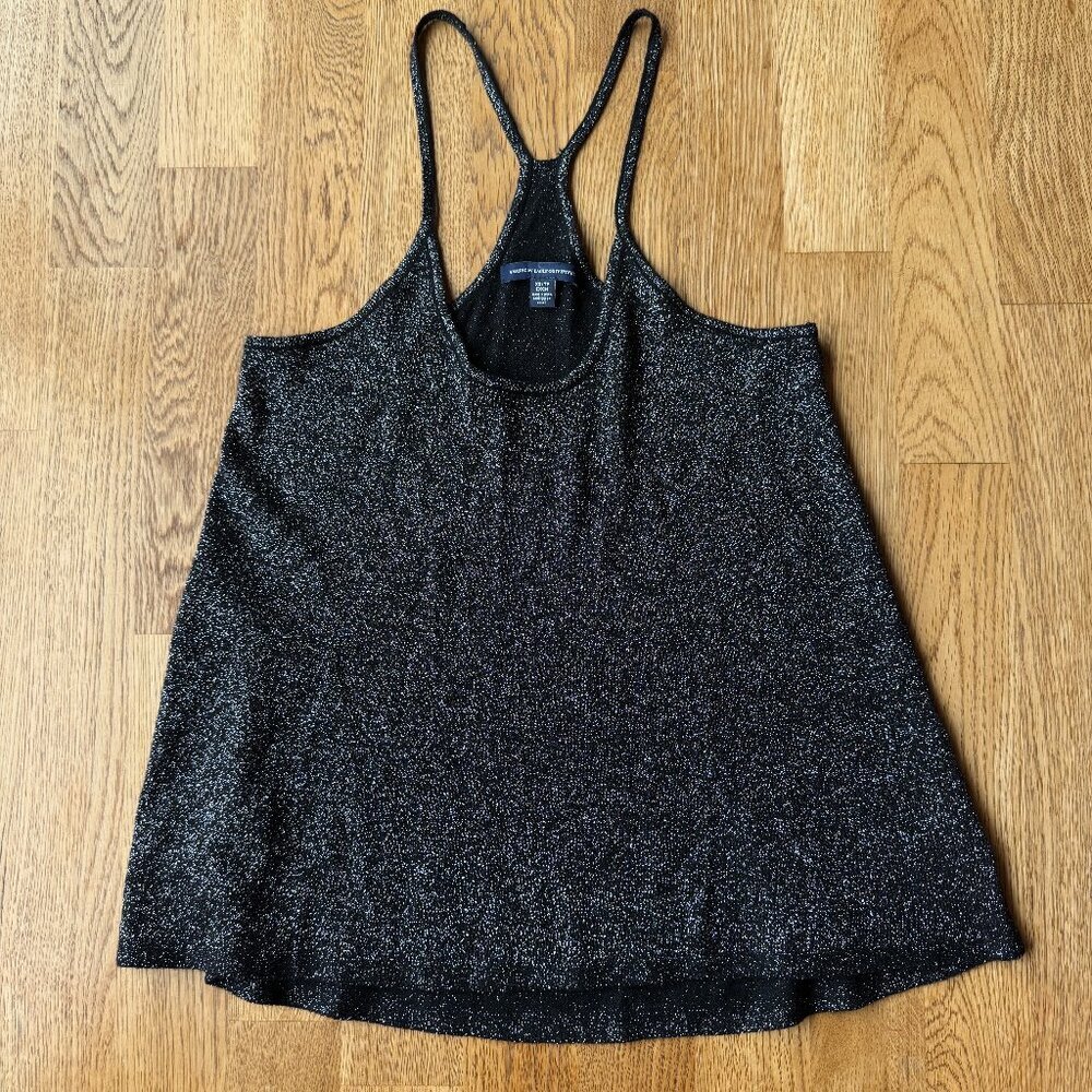 American Eagle Black Shimmer Tank Top Sparkle Size XS